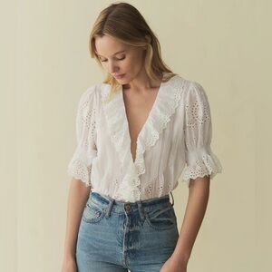 Doen Henri Top in Salt Eyelet, size Medium, NWT orig $248